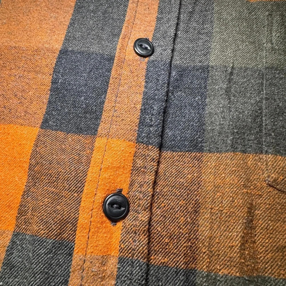 Weatherproof Vintage Men's Plaid Flannel Button Up Shirt Orange Gray Size XL EUC